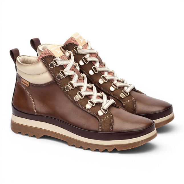 Pikolinos Women's Brown Leather Trainers Sneaker Winter Lace-up Boots - Vigo