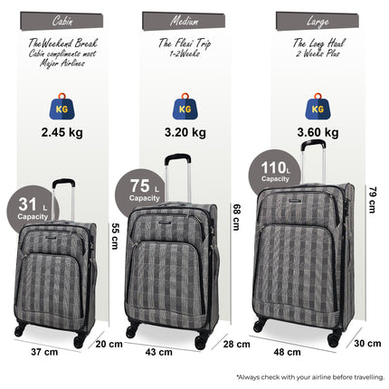 Lightweight Print Suitcases 8 Wheel Luggage Travel Soft Bags Set