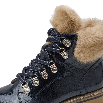 Tamaris Women’s Blue Faux Leather Warm Winter Ankle Boots - 26264-43