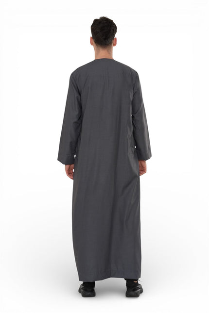 Men's Eid Grey Moroccan Thobe Robe Djellaba Ramadan Eid Jubba- HM10