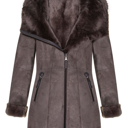 Womens Merino Sheepskin Hooded Coat-Antioch