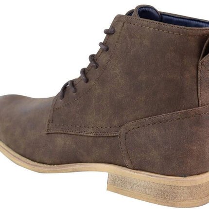 Mens Matt Brown Suede Lace Up Ankle Boots