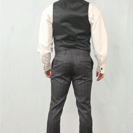 Men's 3 Piece Prince Of Wales Charcoal Suit Workwear