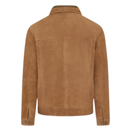Mens Navy Goat Suede Leather Harrington Biker Jacket - Berlin