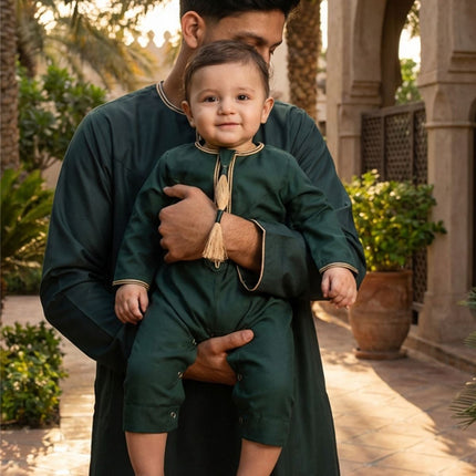 Baby Boys Ramadan Green Moroccan Thobe Robe Emirati Eid Jubba- B-TT003