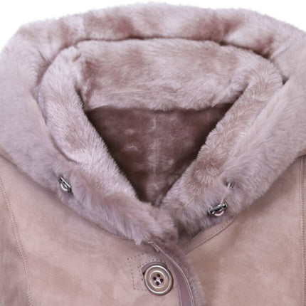 Womens Suede Merino Sheepskin Parka Coat-Tripoli