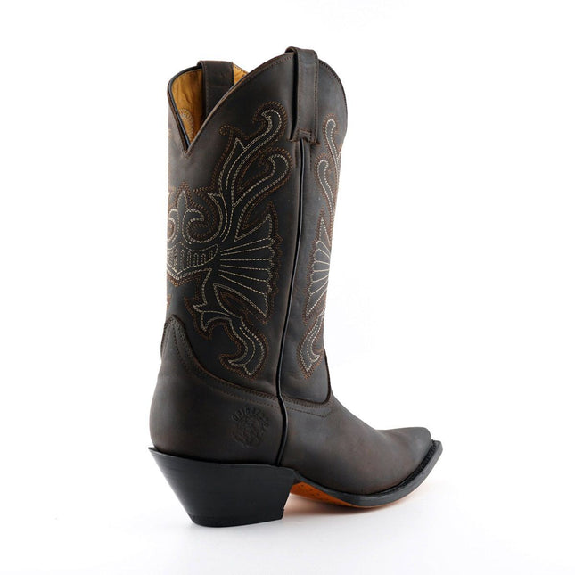 Grinders Brown Leather Western Cowboy Boots - Buffalo