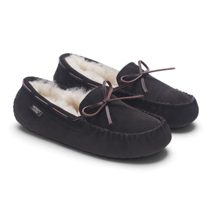 Women's Brown Genuine Sheepskin Moccasin Winter Slippers - Aspen