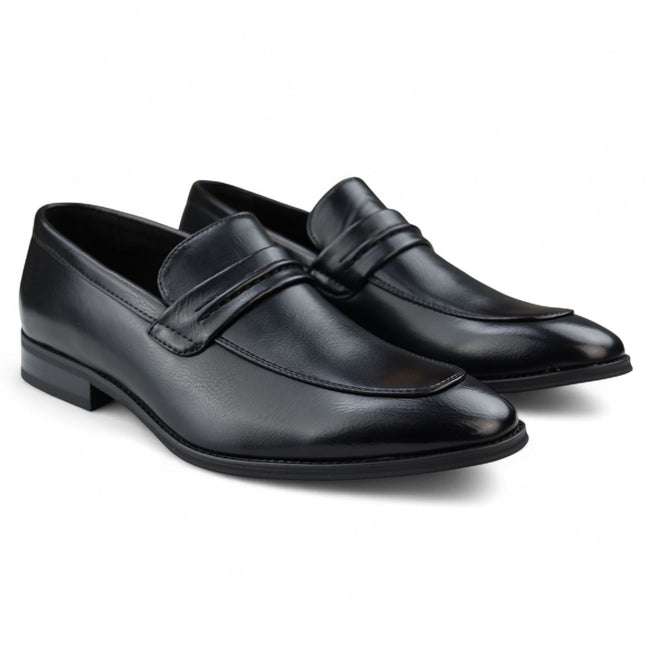 Men's Black Slip-On Loafers Leather Lined Smart Shoes
