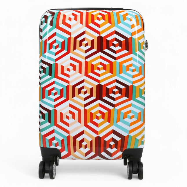 Hard Shell Printed Cabin 55 x 36 x 20 cm PP Suitcase Luggage Suitable for Easyjet, Ryanair