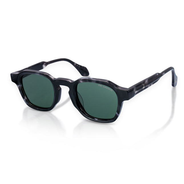 De-Gamme Black Geometric Frame Square Polarized Sunglasses - Saint Marlo