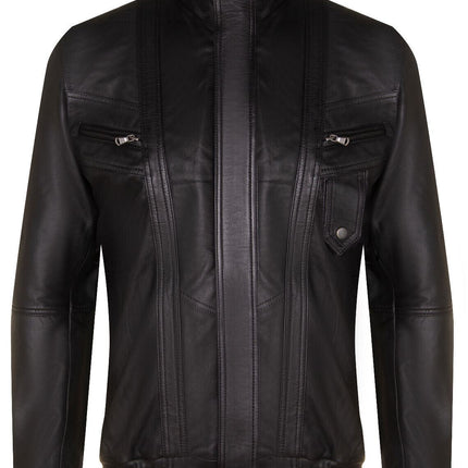Mens Leather Bluson Bomber Jacket-Anapolis