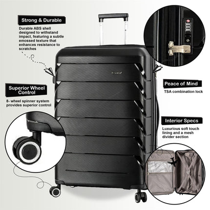 Dual 4 Wheel Hard Shell Strong Luggage Suitcase