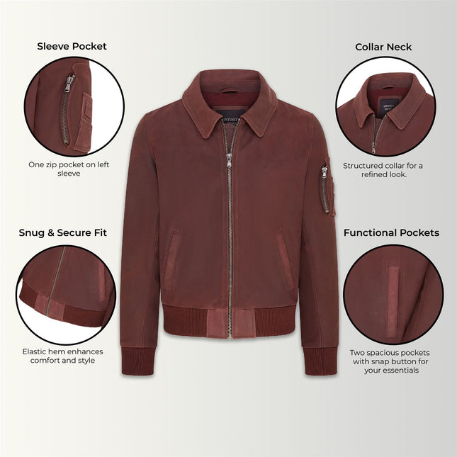 Men's A2 US Airforce Cowhide Aniline Leather Bomber Jacket