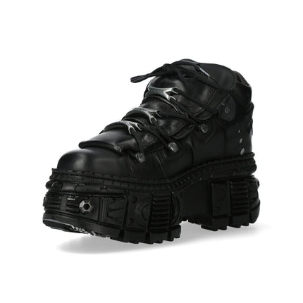 New Rock Goth Leather Ankle Boots-WALL106-S25