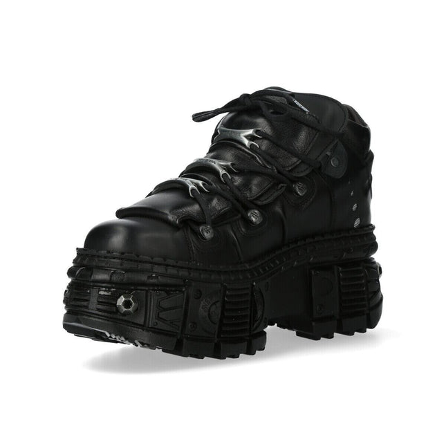 New Rock Goth Leather Ankle Boots-WALL106-S25