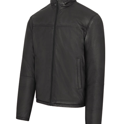 Mens Reversible Hooded Leather Jacket Premium Lambskin Napa