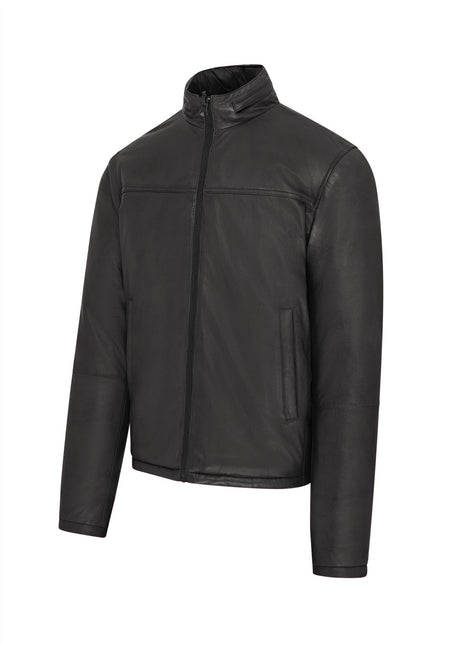 Mens Reversible Hooded Leather Jacket Premium Lambskin Napa