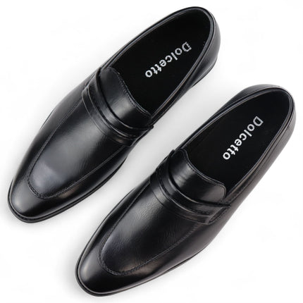 Men's Black Slip-On Loafers Leather Lined Smart Shoes