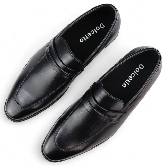 Men's Black Slip-On Loafers Leather Lined Smart Shoes