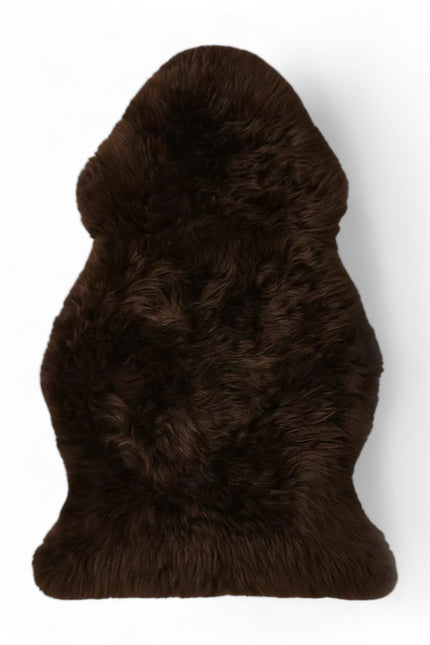 Genuine Chocolate Brown Sheepskin Natural Silky Soft Fluffy Real Wool Rug
