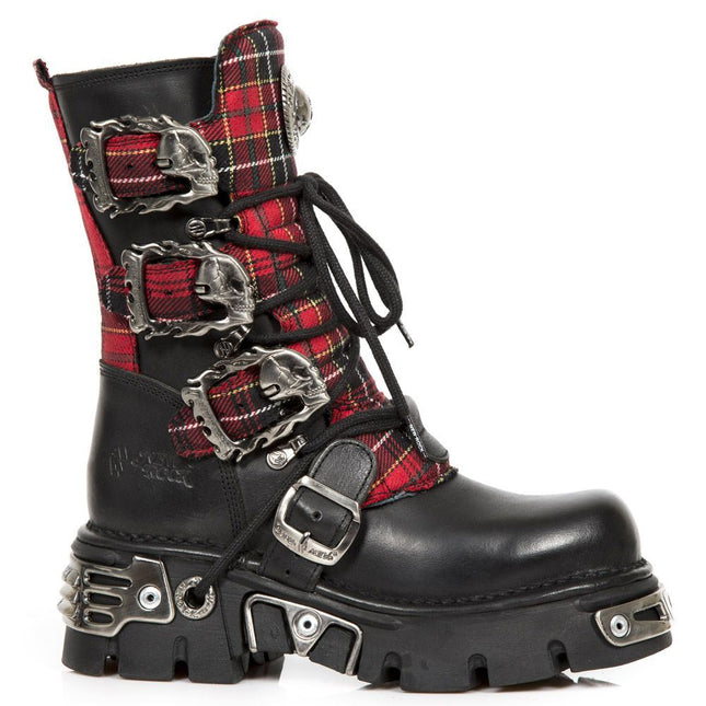 New Rock Tartan Leather Gothic Boots - 391T-S1