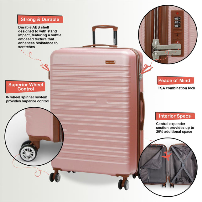 Expandable Hard Shell ABS Suitcase Set 8 Wheel Robust Travel Case Holiday Luggage