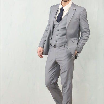 Men's Grey 3 Piece Formal Classic Prom Suit Workwear