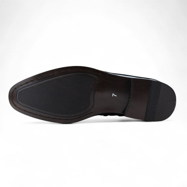 Men’s Smart Black Loafers Leather Lined Velvet Slip-On Shoes