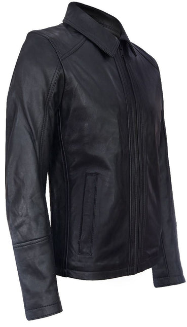 Mens Smart Classic Harrington Leather Jacket-New York