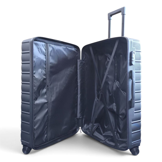Hardshell Black Suitcase Set Robust 8 Wheel Luggage Cabin Case Bag