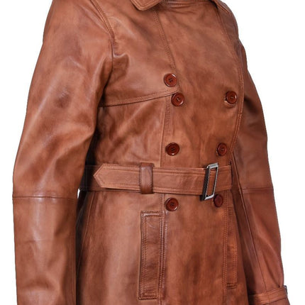Womens Nappa Leather Trench Coat-Mosul