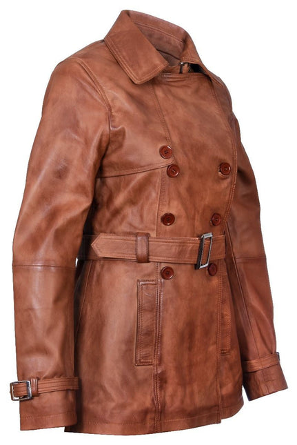 Womens Nappa Leather Trench Coat-Mosul