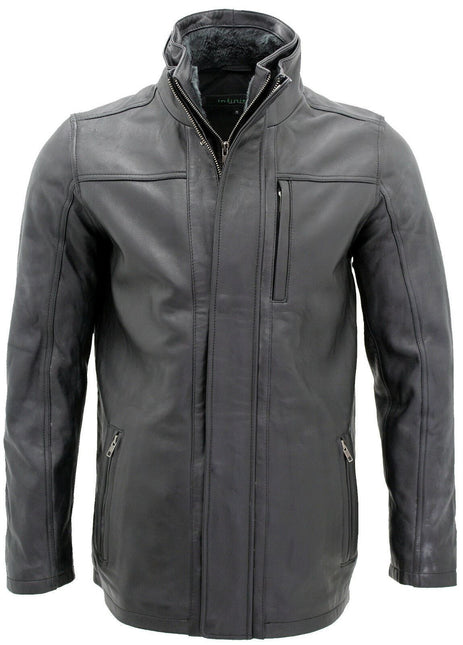 Mens Leather Mid Length Coat-Hanoi