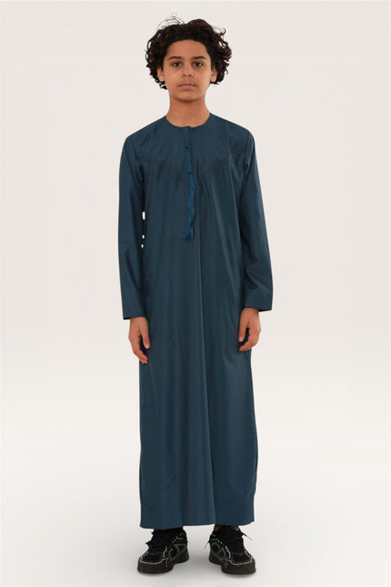 Kids Boys Ramadan Eid Blue Moroccan Jubba Robe Djellaba Thobe - K-TT008