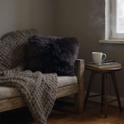 Genuine Sheepskin Chocolate Brown  40x40cm Real Wool Single Sided Cushion