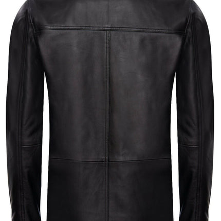 Mens Black Leather Safari Jacket-Porto