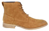 Mens Camel Matt Suede Lace Up Ankle Boots