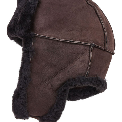 Mens Brown RAF Aviator Suede Sheepskin B-55 Trapper Hat Winter Warm Leather Navigator Hat
