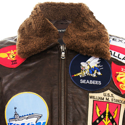 Mens A2 Top Gun Leather Bomber Jacket-Camborne