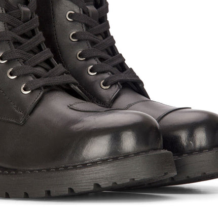 Men's Leather Military Boots Black Combat Biker Motorcycle Punk Western Boot