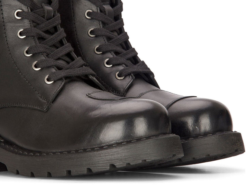 Men's Leather Military Boots Black Combat Biker Motorcycle Punk Western Boot