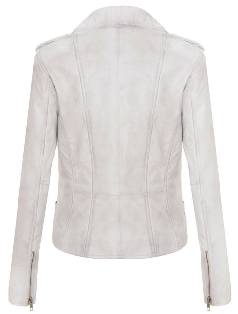 Womens Leather Brando Biker Jacket-Orlando