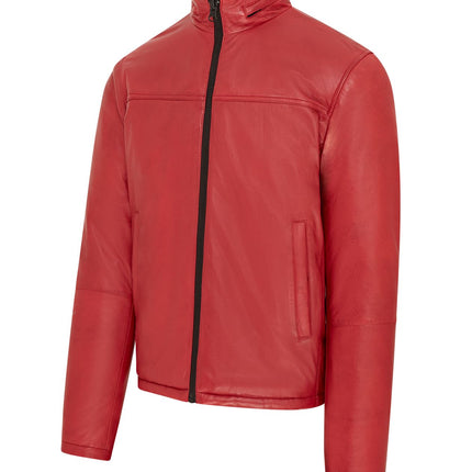 Mens Reversible Hooded Leather Jacket Premium Lambskin Napa