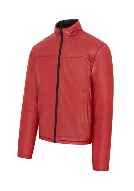 Mens Reversible Hooded Leather Jacket Premium Lambskin Napa