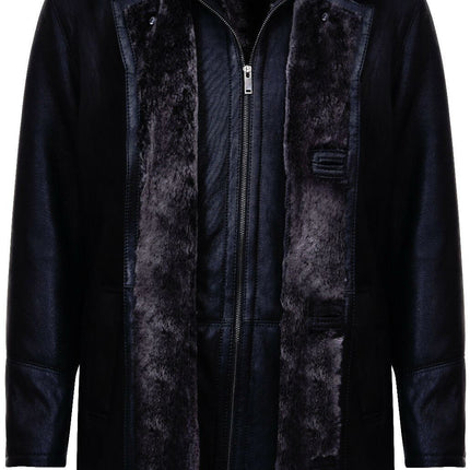 Mens Warm Shearling Sheepskin Leather Coat-Florence
