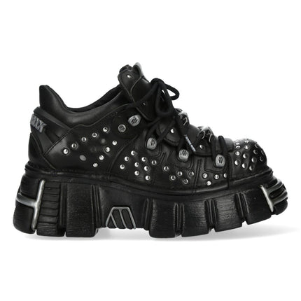 New Rock M-120Nr-C1 Black Leather Gothic Platform Ankle Boots