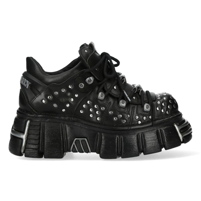 New Rock M-120Nr-C1 Black Leather Gothic Platform Ankle Boots