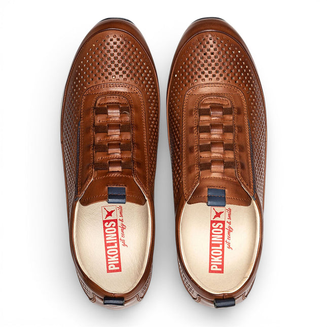 Pikolinos Men's Brown Leather Elastic Slip-on Sneaker Trainers Shoes - Liverpool