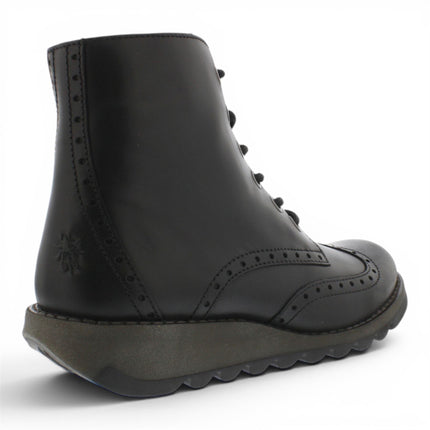 Fly London Women’s Black Leather Lace-Up Ankle Boots- SARL069